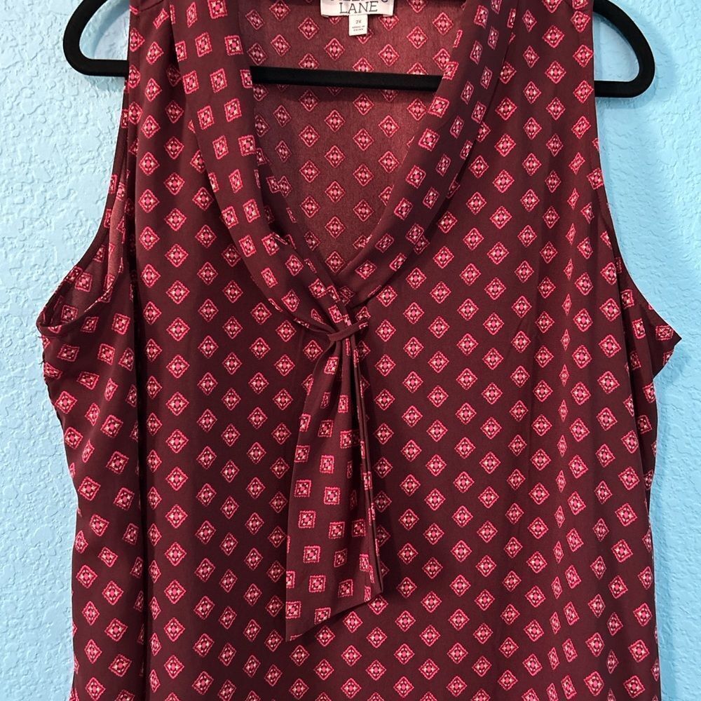 #136 Meera Lane,  printed sleeveless fancy tank style top size 2X